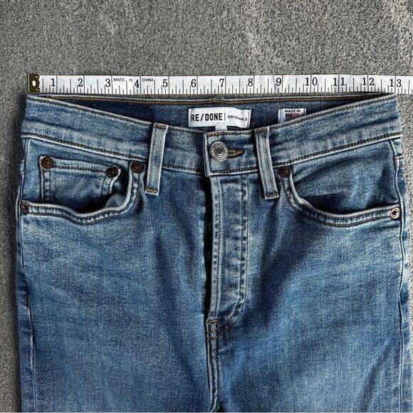 EUC Re/Done Originals 2018 Button Fly High Rise Ankle Crop Stretch Denim Jean 26 - Picture 12 of 15